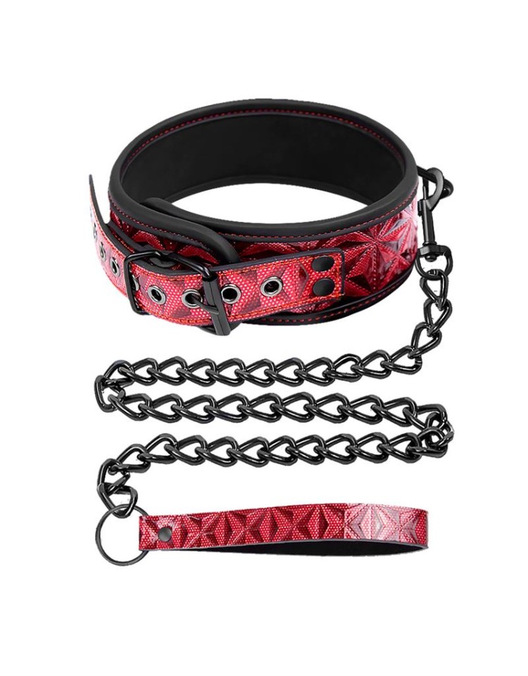 Collar Con Correa Ajustable Diamond Cuero Vegano - Diamond Line