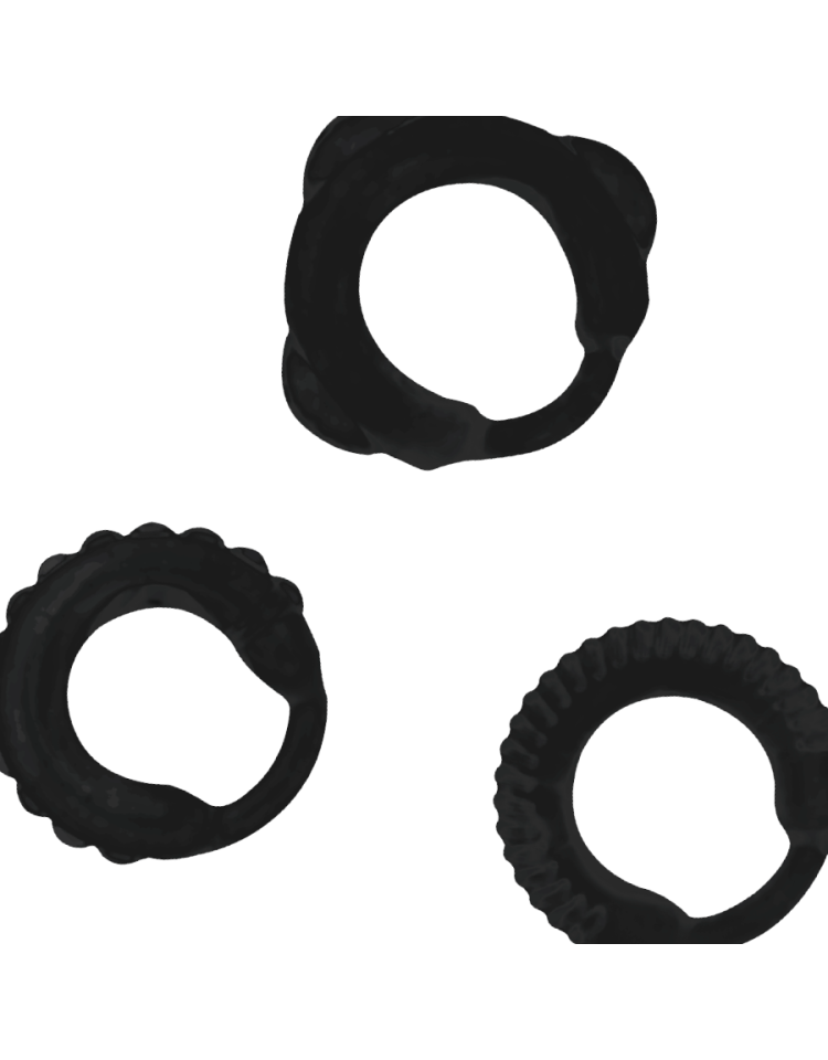 Set 3 Anillos Pene Negro